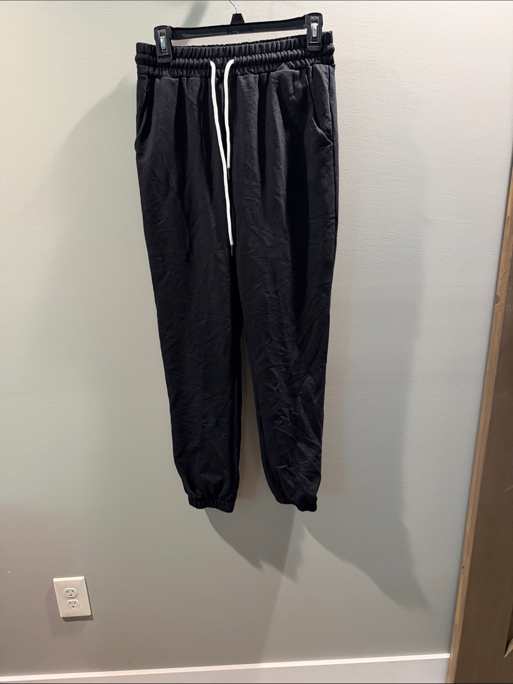 Men's Black Jogger Sweatpants with White Drawstring